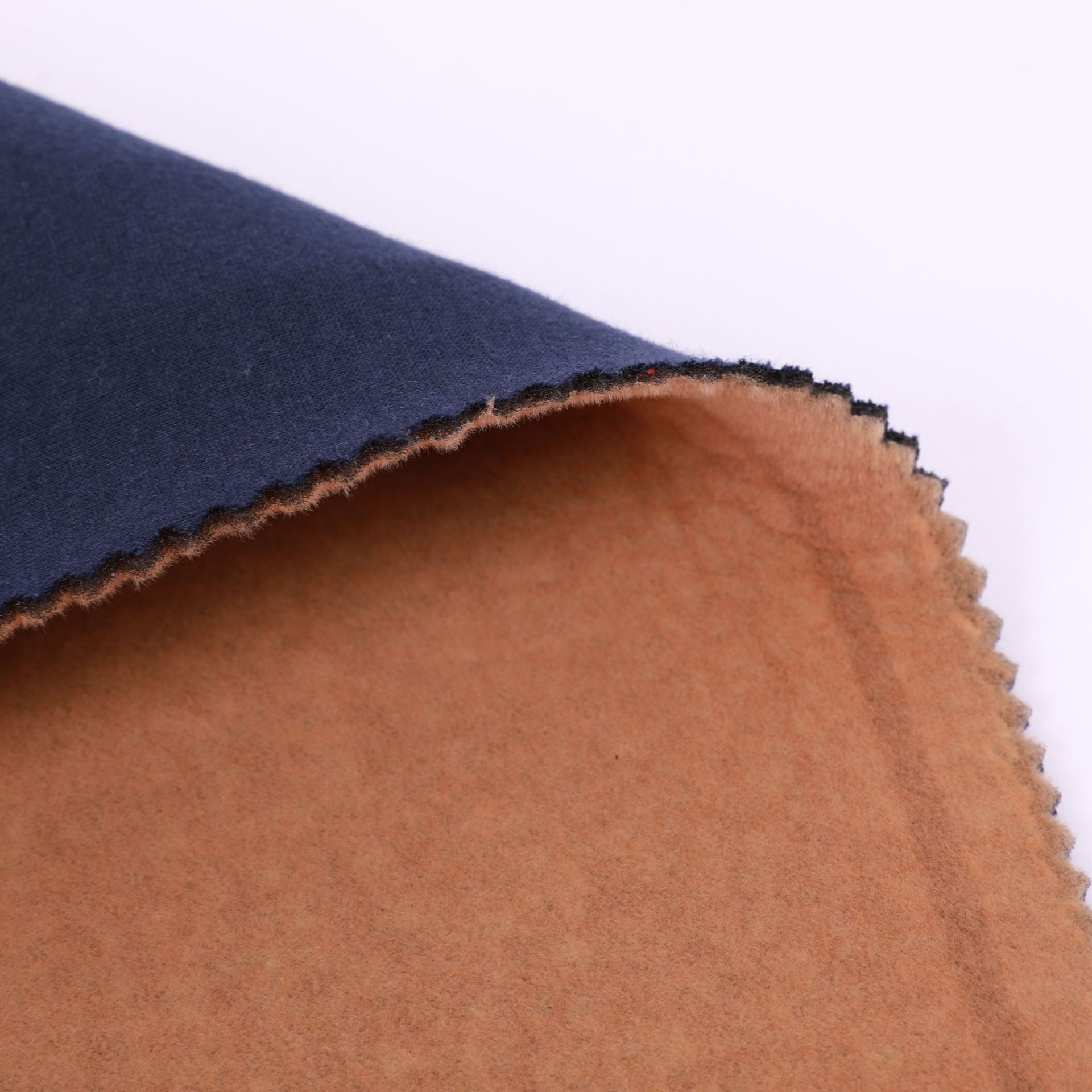 秋冬新品针织布火焰复合植绒面料 仿毛呢面料 面料仿毛呢双面拼色