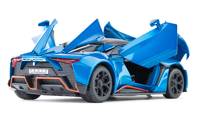 天鹰 新款莱肯跑车 合金儿童回力声光开门玩具摆件 一件代发批发