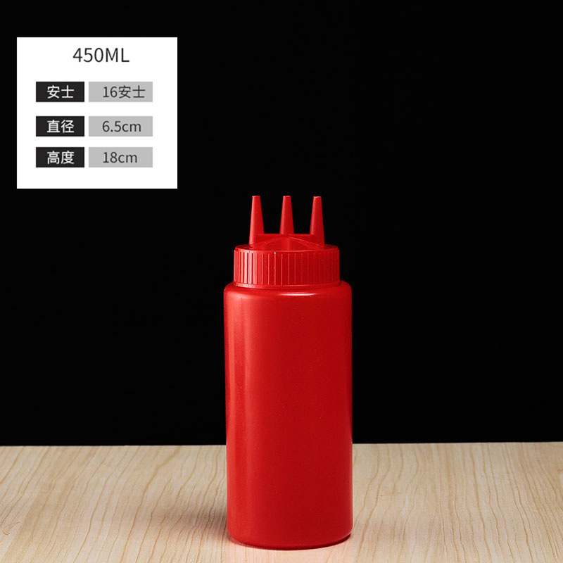 Plastic Three-Hole Jam Squeeze Bottle Salad Tomato Sauce Salad Bottle Squeeze Pot Three-Hole Salad Bottle