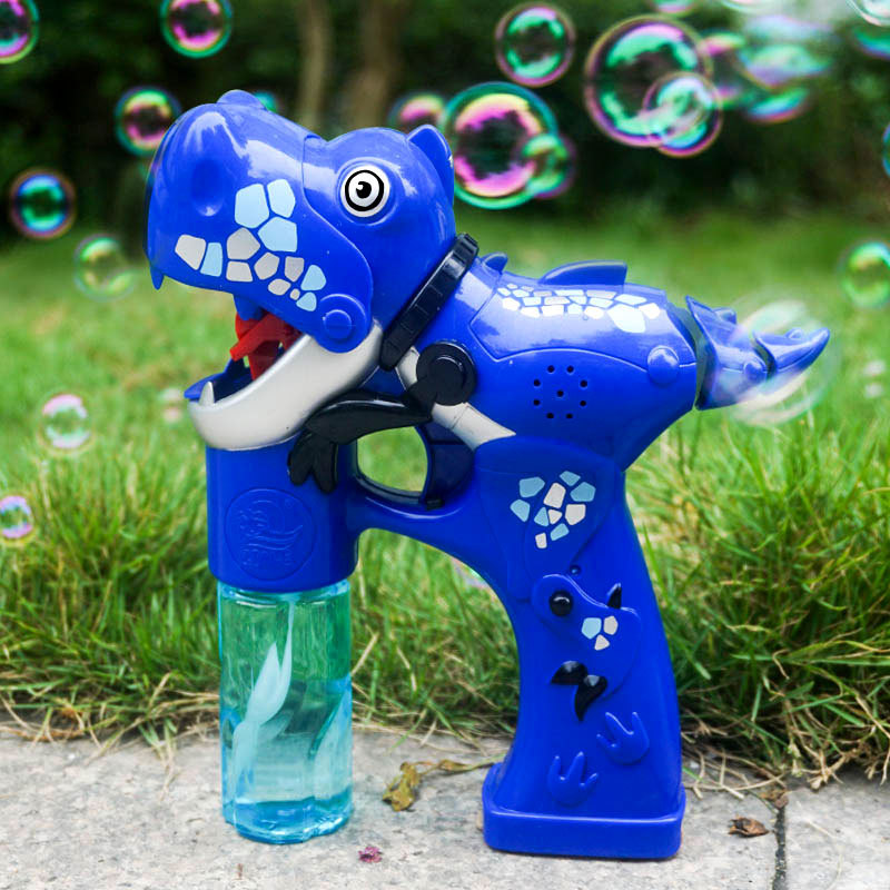 跨境热销恐龙泡泡枪灯光音乐升级防漏网红儿童电动吹泡泡玩具批发