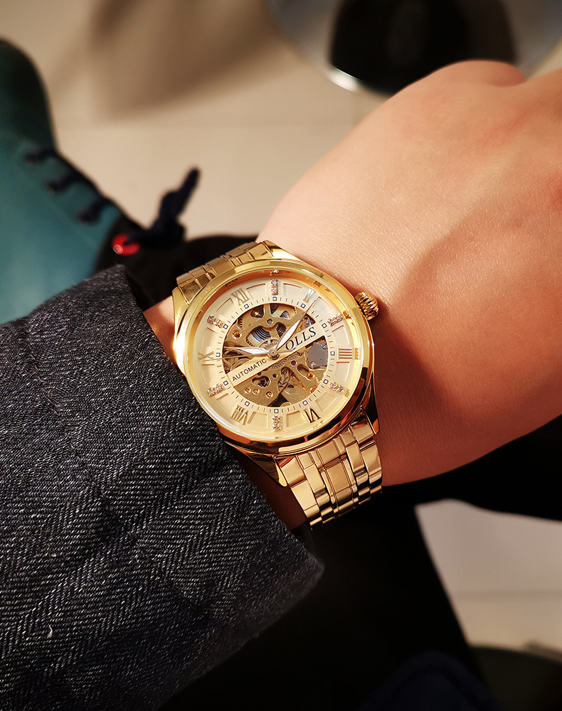 新款奇洛时手表男士机械表全自动镂空运动潮流学生防水夜光特种兵