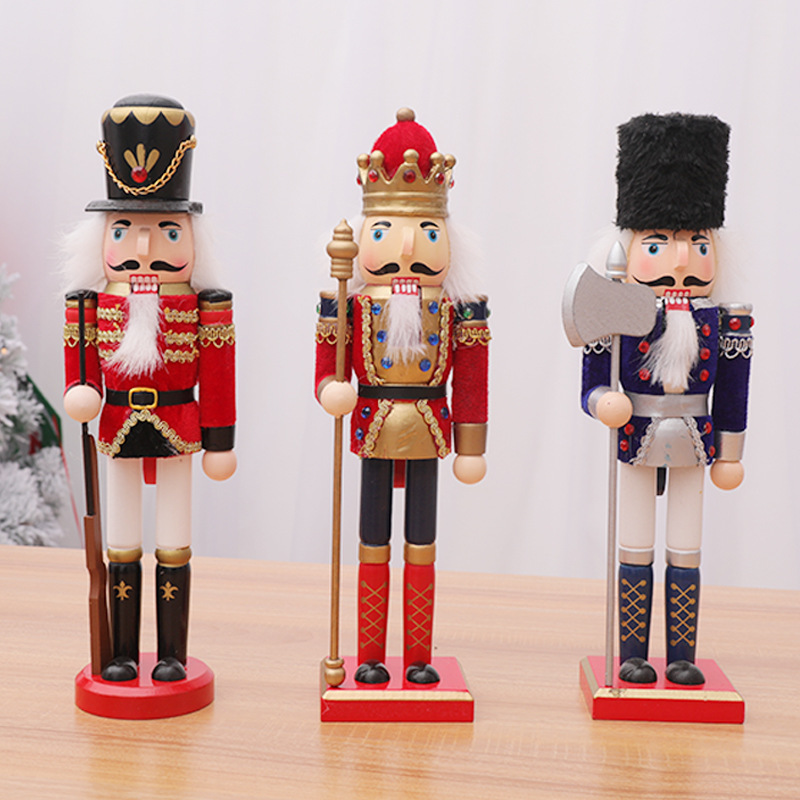 跨境批发亚马逊胡桃夹子胡桃兵木偶国王士兵生日礼物圣诞礼物玩偶