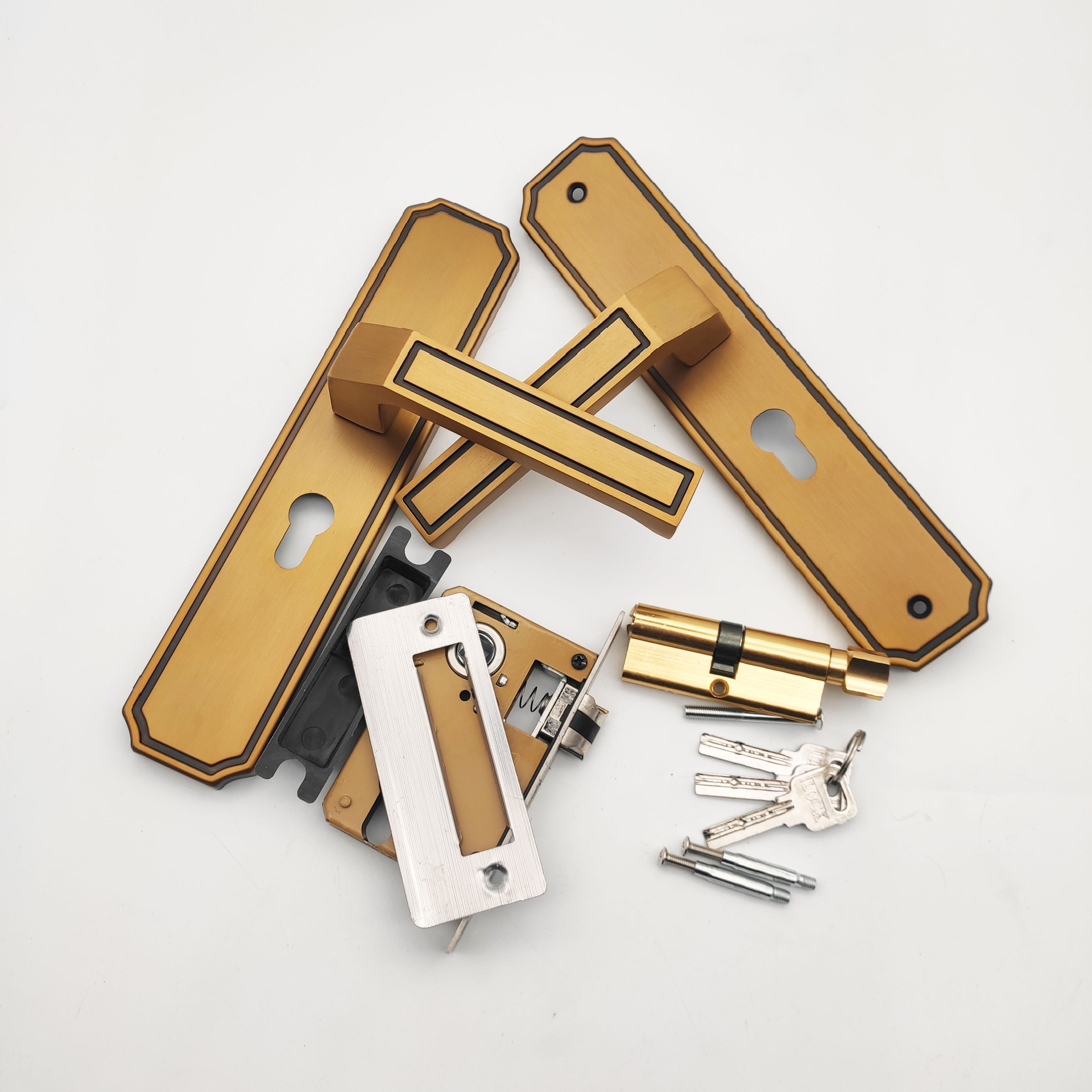 精品黄古室内门执手锁 简约木门压把锁具 卧室门执手锁 厂家批发