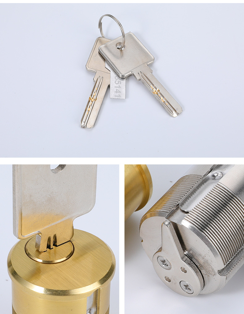 厂家定制坚维锁芯通道锁芯 全铜螺纹弹子锁芯 单开叶片防盗门锁芯