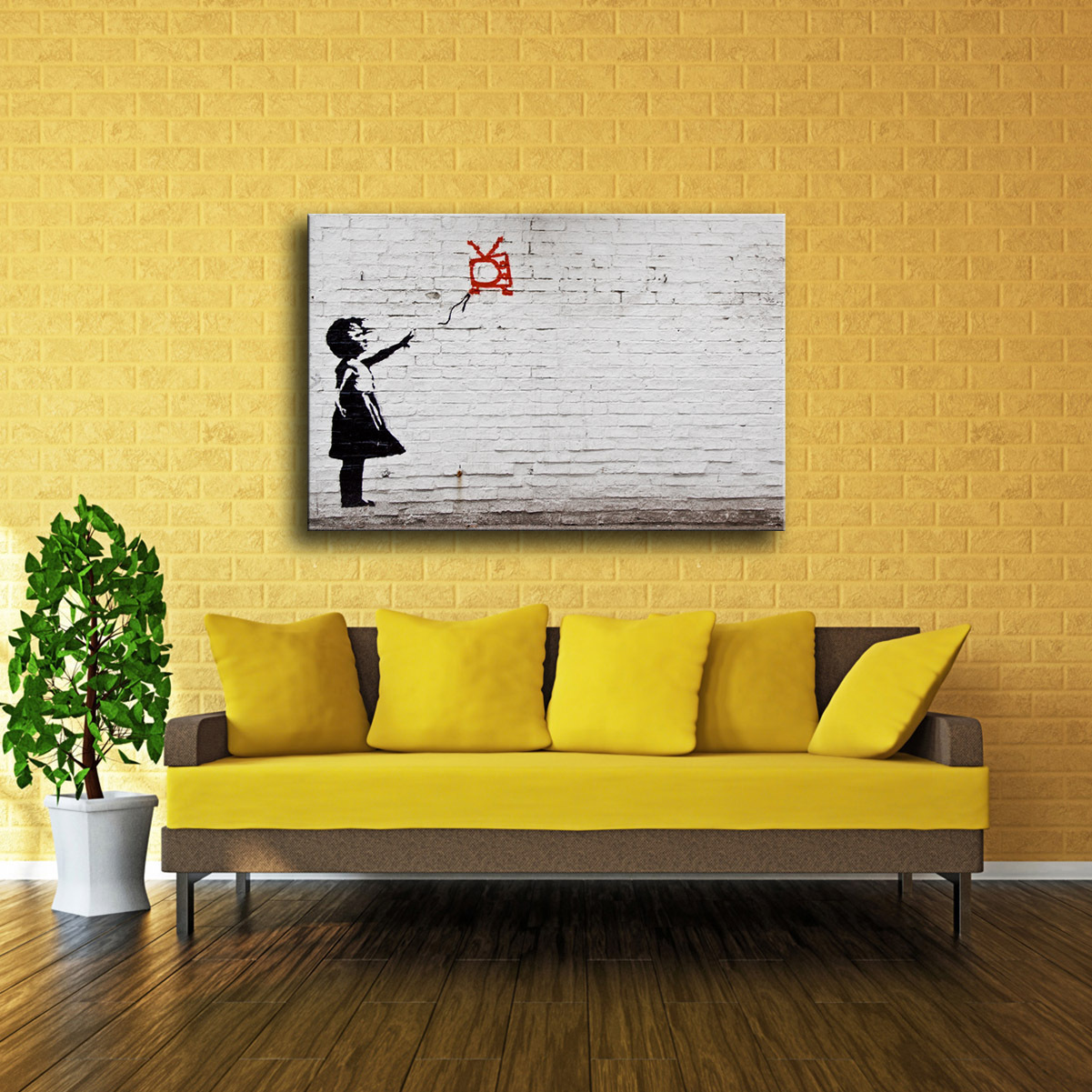 跨境专供lazada amazon现代墙艺术班克斯女孩电视家居装饰喷绘画