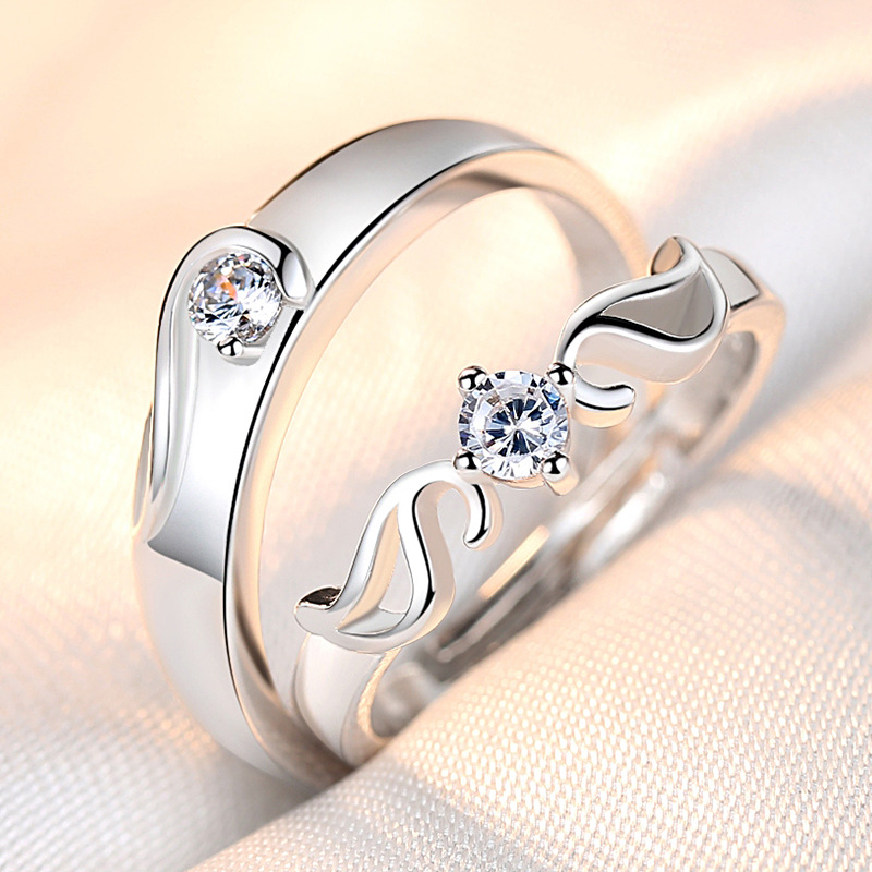 European and American Minority Simple Fashion Rhinestone Zircon Couple Couple Rings Open Adjustable Simple Bracelet Ring Female Diamond Ring Wholesale