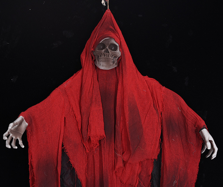 新款万圣节道具电动红衣大吊鬼酒吧鬼屋密室恐怖气氛布置品大挂鬼