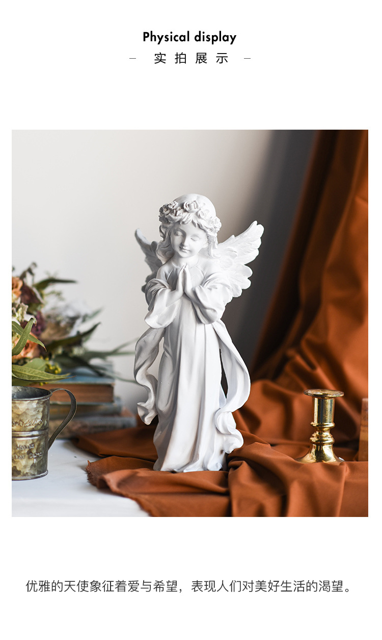 北欧创意天使女孩摆件家居书柜装饰树脂工艺品丘比特雕像欧式摆件