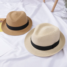 2019夏季新款时尚儿童草帽沙滩帽 英伦出游帽凉帽亲子帽一件代发