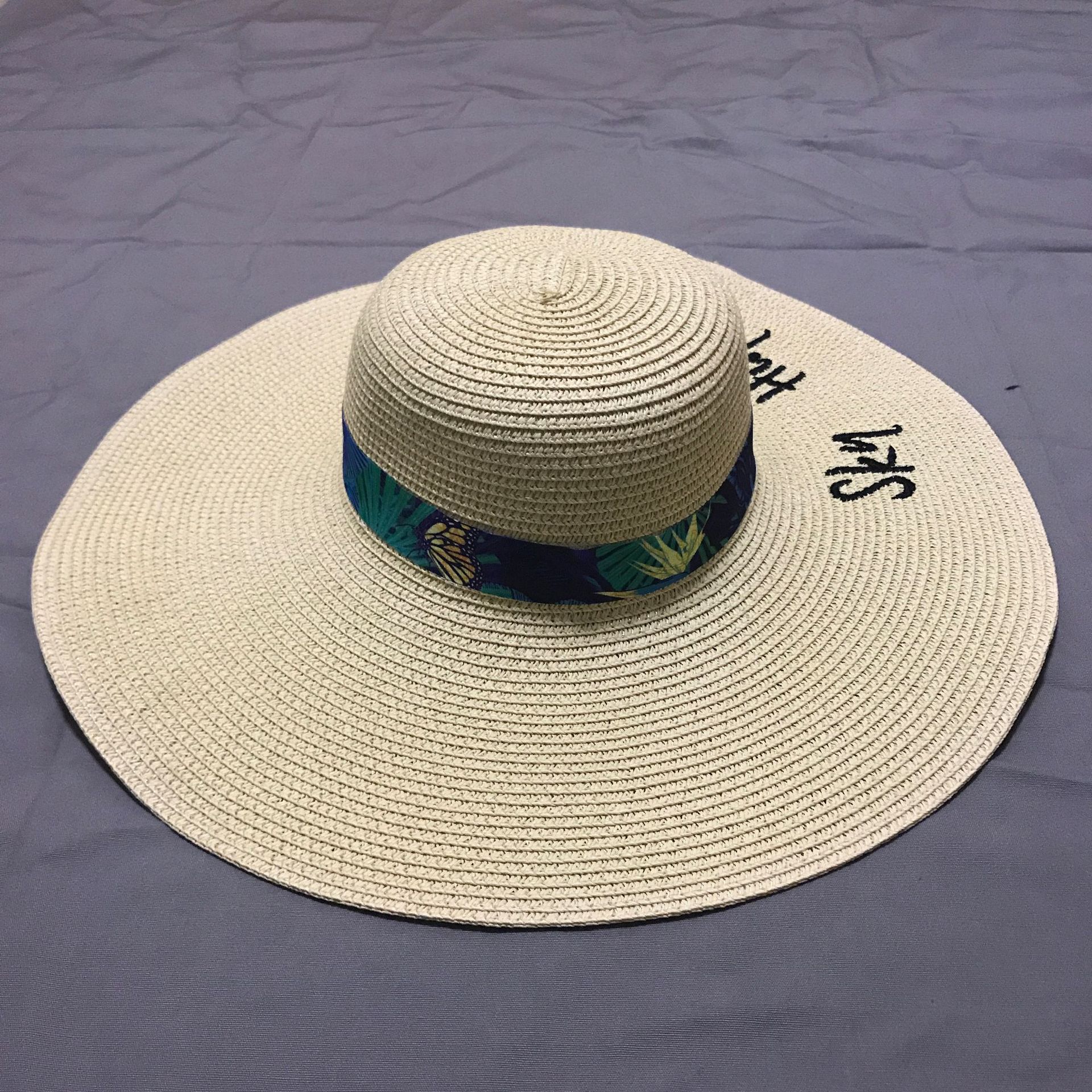 定制刺绣logo草帽 夏季男女遮阳女士沙滩帽 防晒遮阳大檐帽可印字