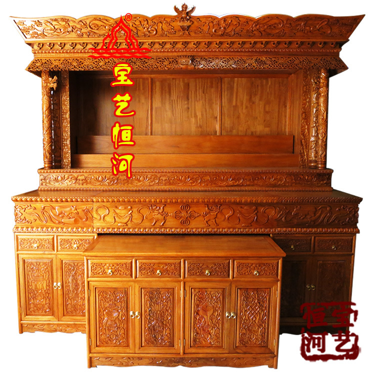 藏式佛龛zf012密宗佛堂三层佛台 供桌家用佛柜金刚座八吉祥护法座