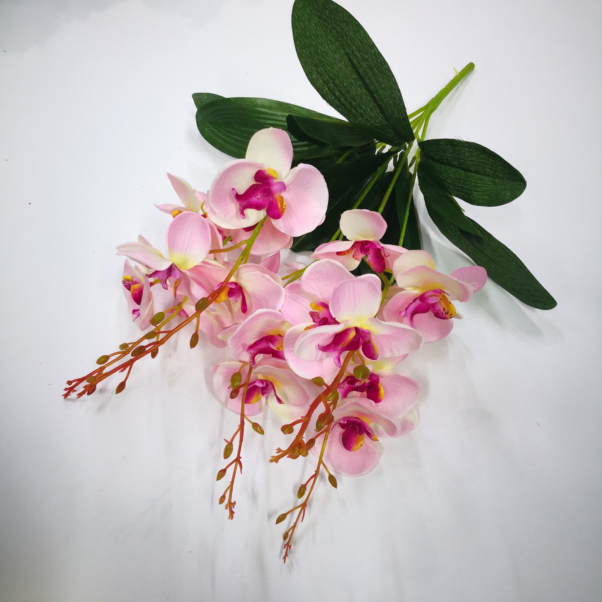 蝴蝶兰假花5叉蝴蝶兰 餐桌摆放婚庆把花路引花艺术塑料插花仿真花