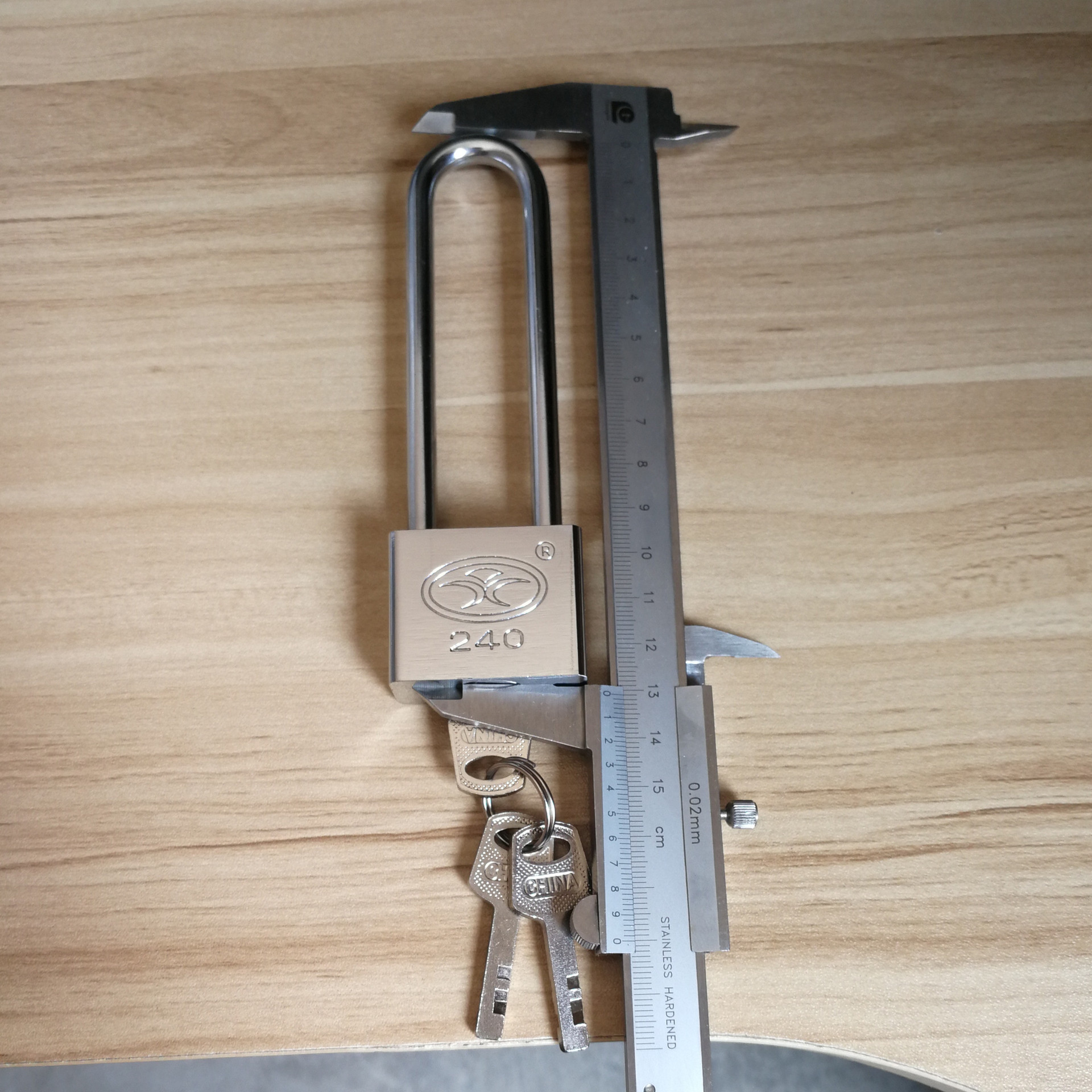 丹翔40mm家用门柜子锁特长加长梁长柄长头插锁白钢挂锁 加长挂锁