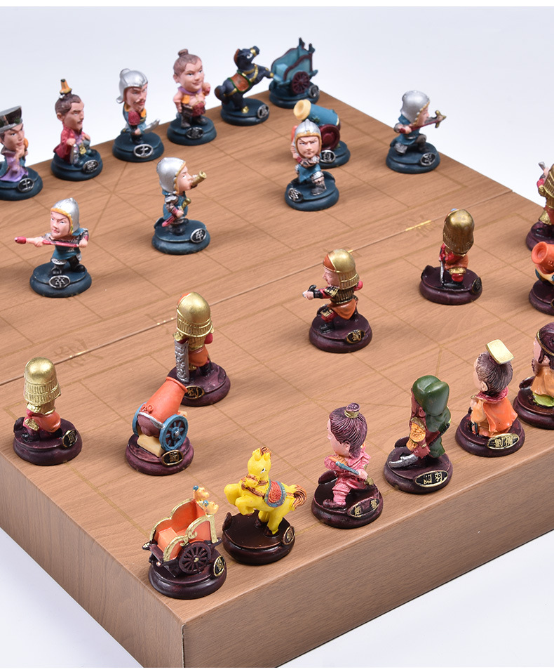 中国象棋实木象棋盘 q版立体小泥人三国象棋外事出国礼物卡通象棋