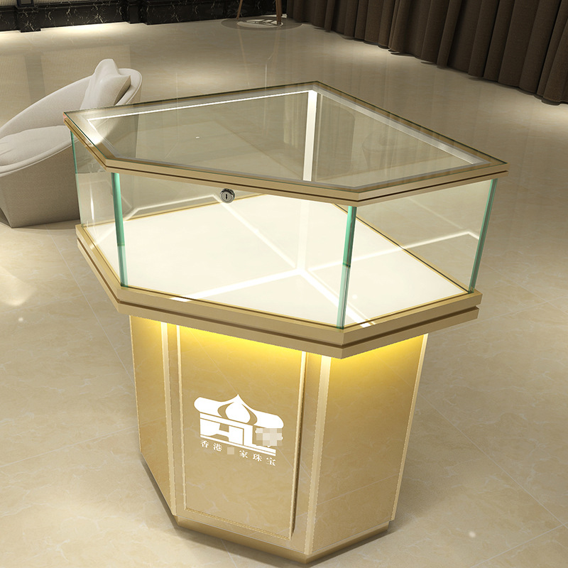 鸿钛 钛合金钻石转角柜 商场专柜专用珠宝展示柜 货架 首饰陈列柜