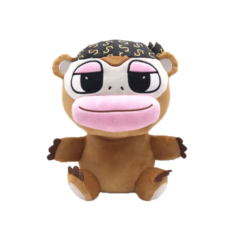 娃娃机公仔 毛绒卡通动物20cm坐姿嘻哈猴子填充玩具儿童生日礼物