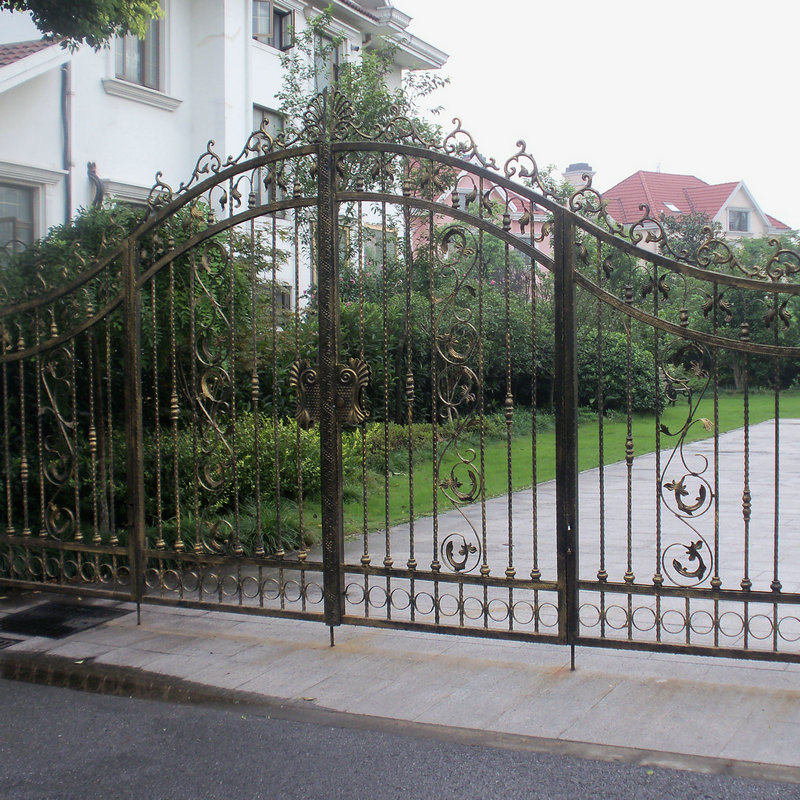 厂家供应 铁艺双开门 别墅庭院大门 小区铁艺门 对开铁艺门加工