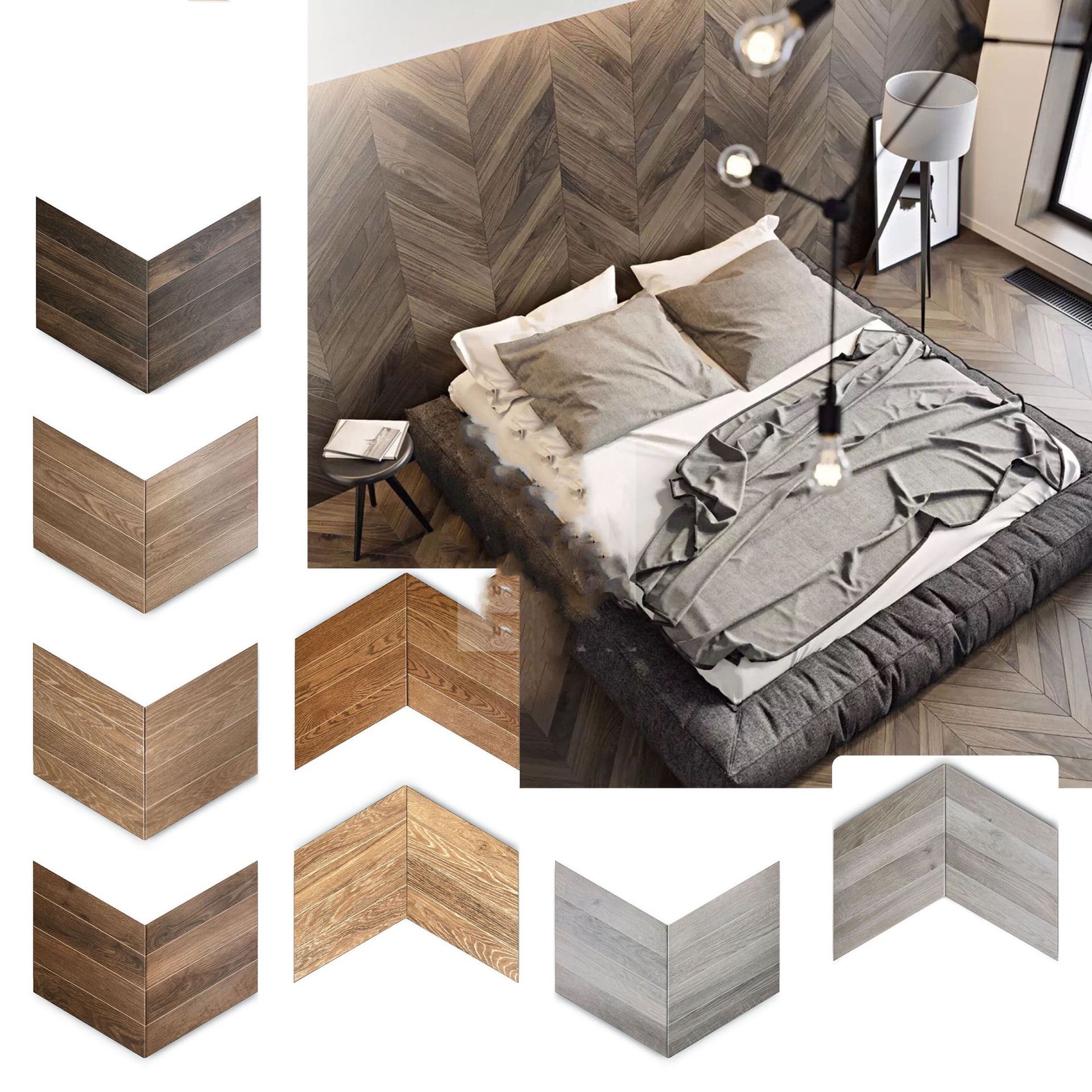 鱼骨木纹砖斜铺房间地砖北欧客厅仿k&t实木瓷砖防滑厕所佛山砖