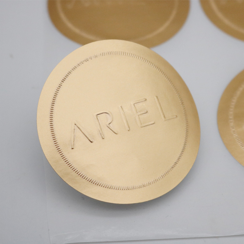 定制高档礼盒封口贴食品商标logo标签印刷卷装激凸圆形不干胶贴纸