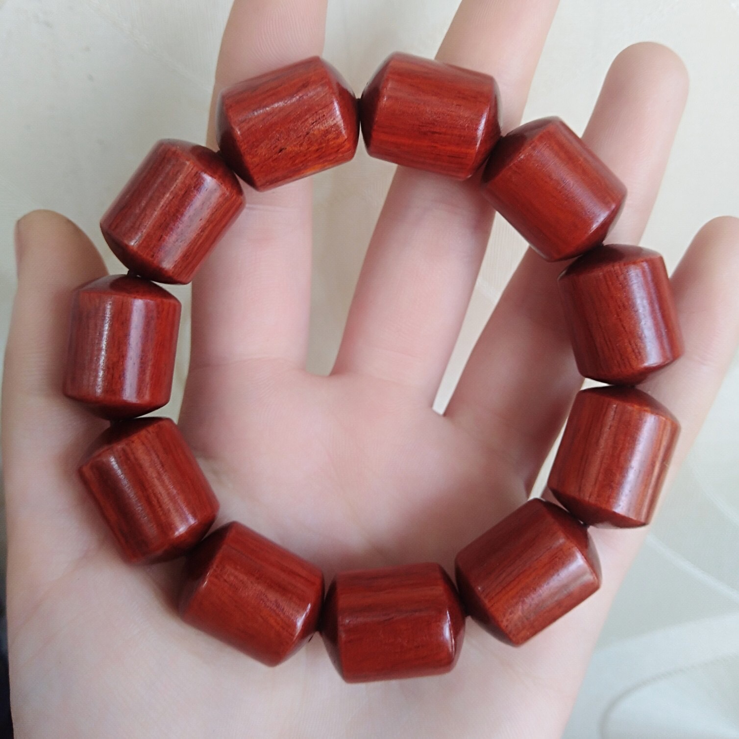 非洲小叶紫檀桶珠手串血檀实木佛珠木质工艺品木制品男士文玩手链