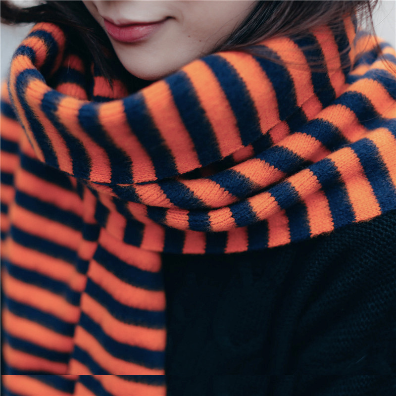 Dongdaemun Autumn and Winter New Fashion All-Matching Scarf Women's Shawl Multi-Color Horizontal Striped Shawl Warm