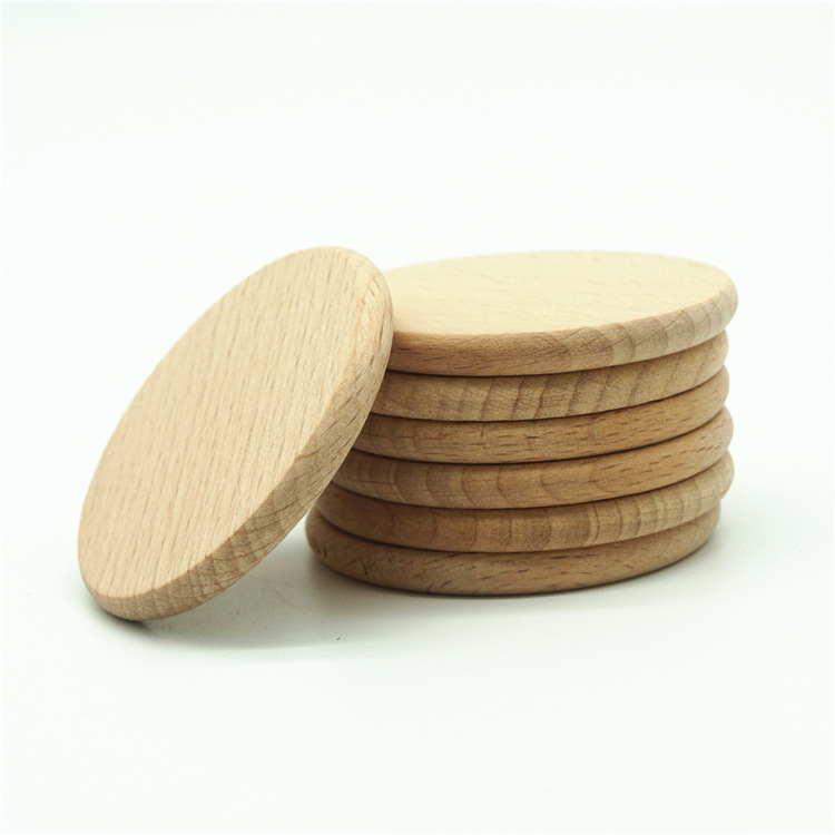 榉木磨牙圆片榉木原木色圆片毛坯圆片婴儿磨牙片diy饰品配件材料