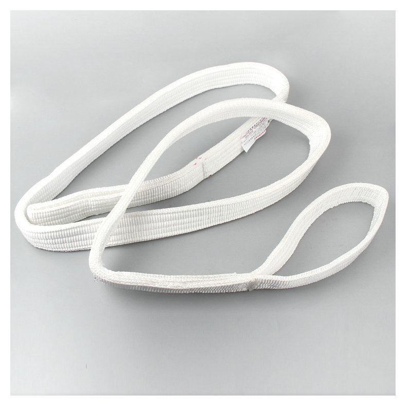 Thick Cut-Resistant Lifting Belt Widened Flat Crane Sling White Industrial Sling with Two-Head Buckle