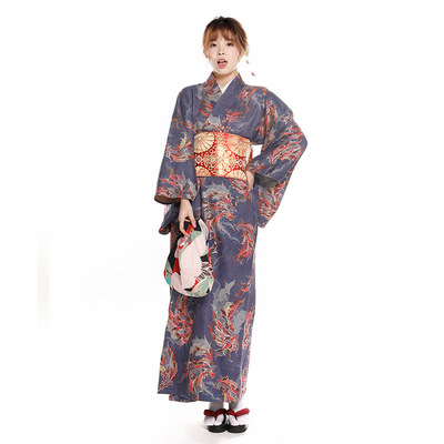 秋冬加厚烫金印花小纹和服女日本和服正装不易褶免熨烫改良和服