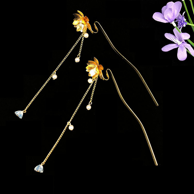 影楼古风汉服配饰古典发簪头饰花钿莲花宫玲珑相思琉璃流苏步摇