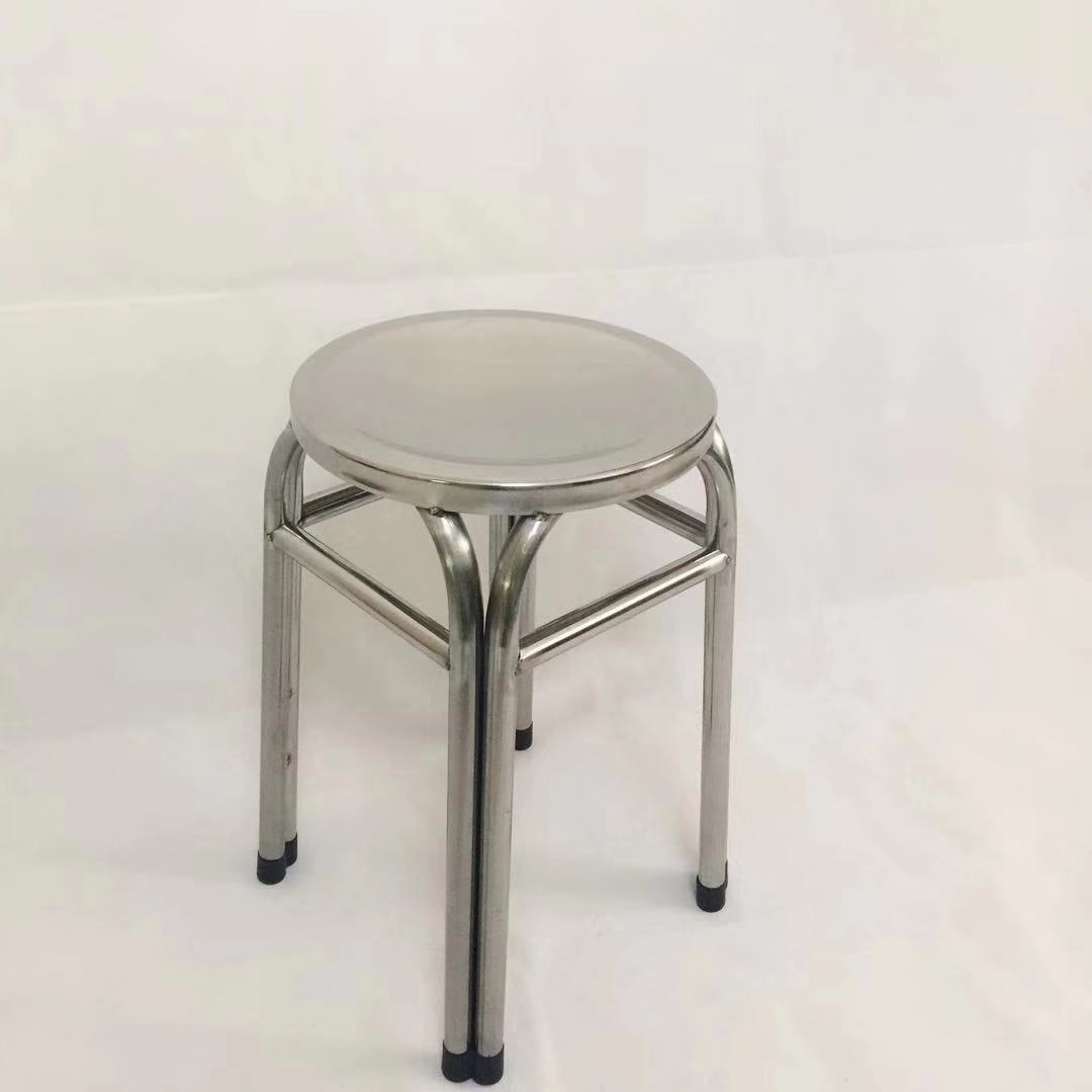 不锈钢三脚四脚圆凳 无磁加厚食堂餐用家用高低圆凳子不锈钢椅子