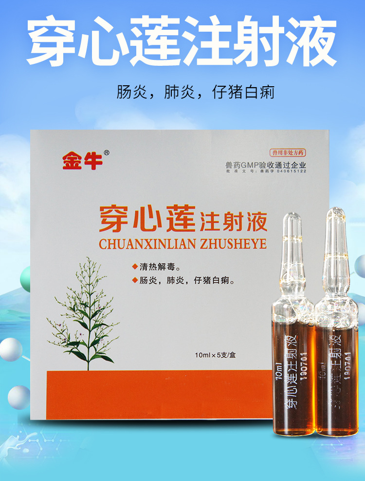 兽药穿心莲注射液清热解毒羊感冒猪发烧犬猫流感犬病毒5支非包邮