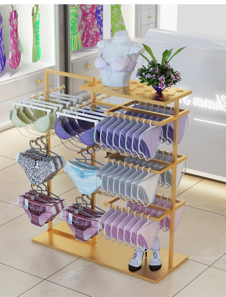 铁艺内衣货架内裤文胸展示架服装店内衣店落地式双面挂短裤中岛架