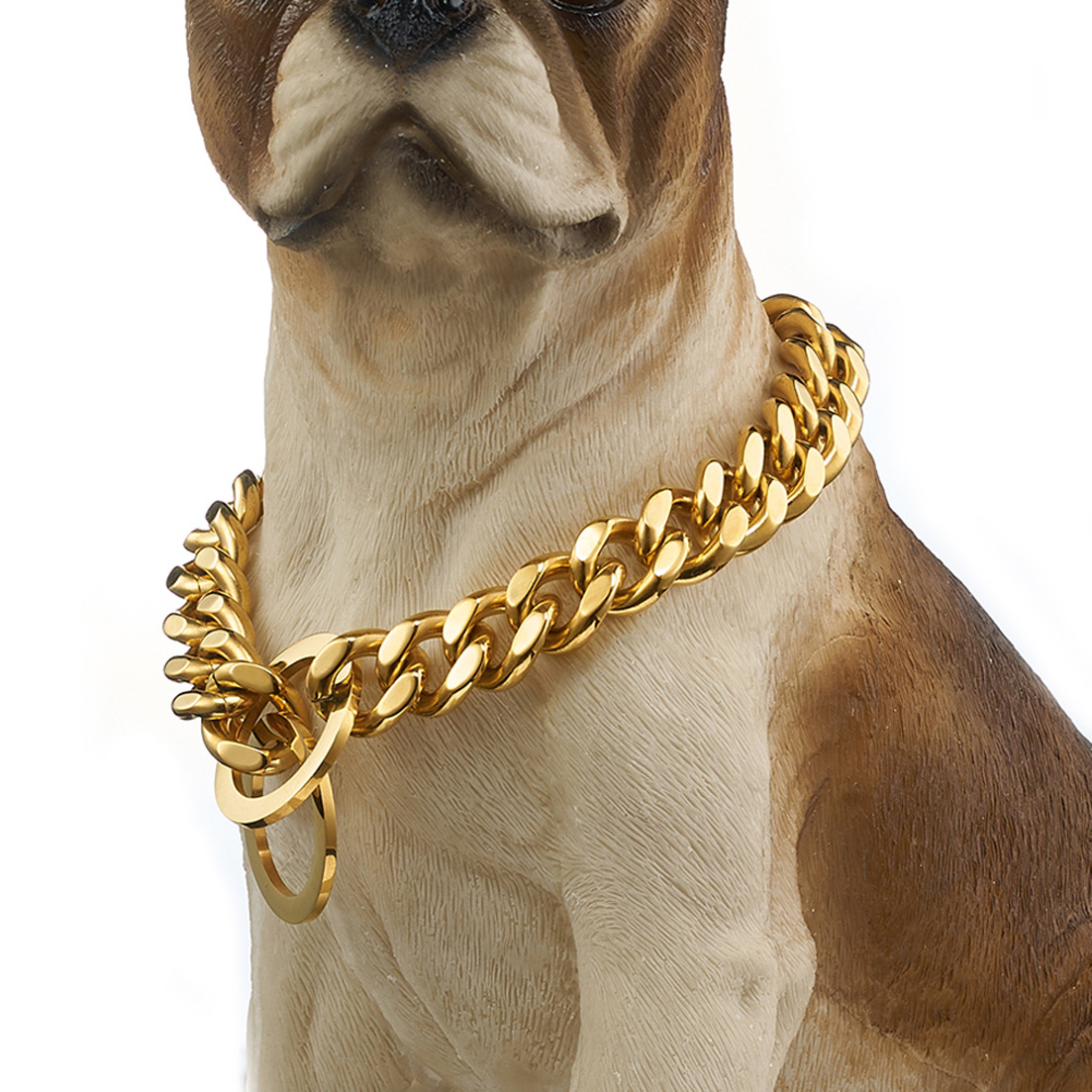 12/15mm宠物用品金色狗链子牛仔链p链不锈钢金属项圈跨境电商货源
