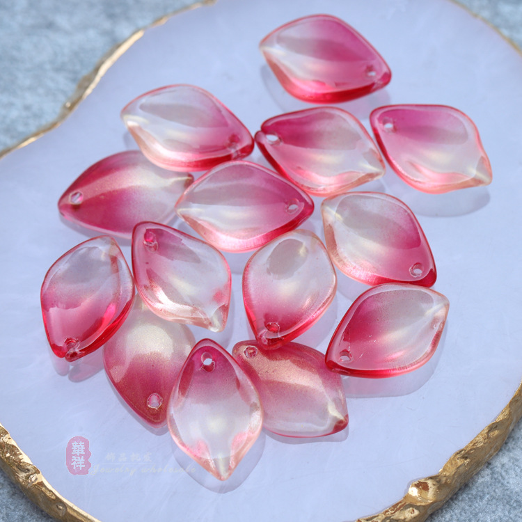 捷克琉璃金粉人鱼姬花瓣 diy手工古风头饰发簪步摇制作材料配件