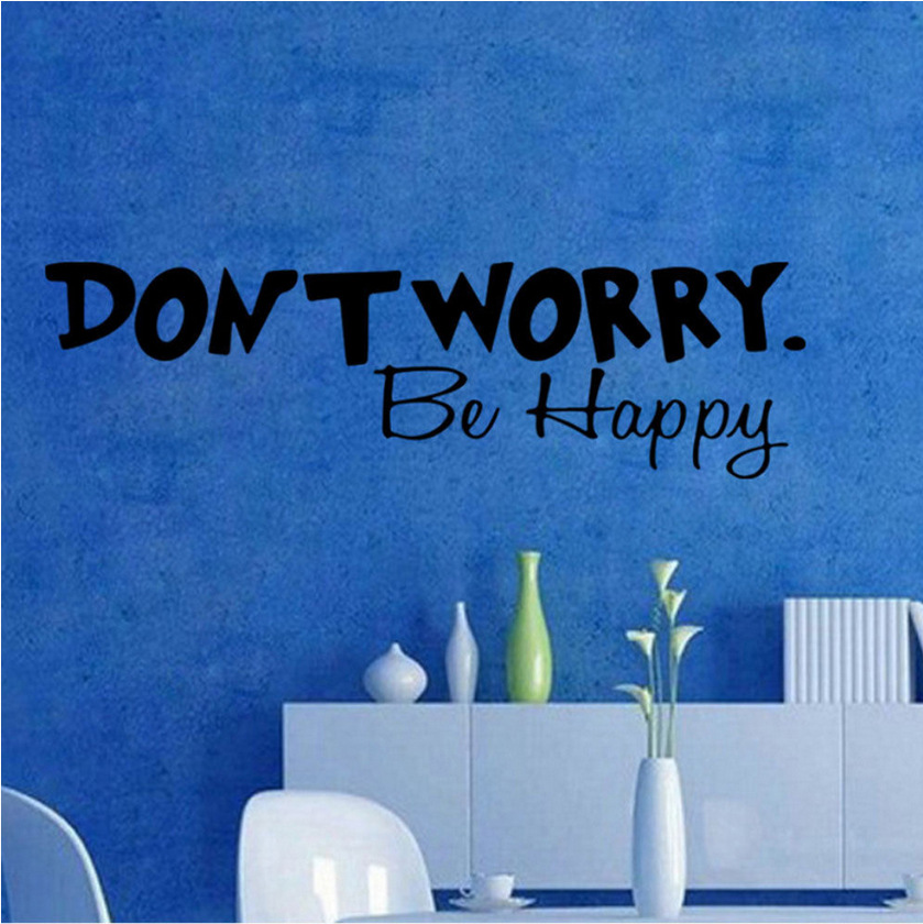 dont worry be happy英文精雕款家居装饰墙贴20x75cm