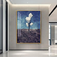 铝合金现代北欧玄关装饰画 云树 过道简约走廊墙面竖巨幅大幅壁画