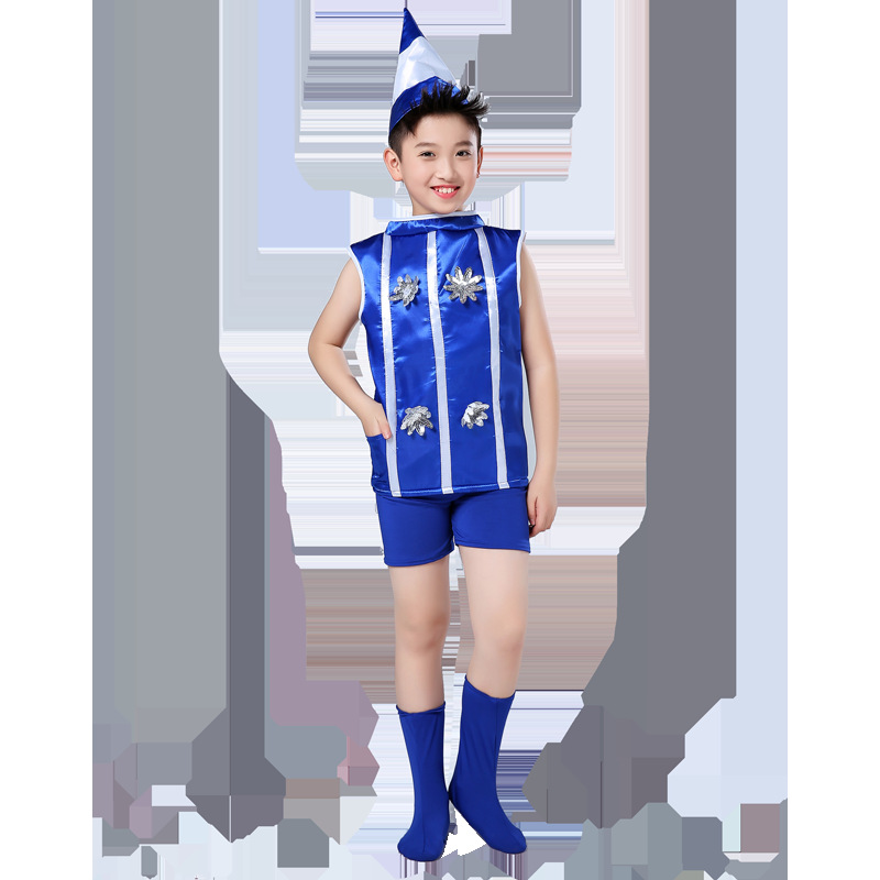 儿童小荷风采七彩画笔舞蹈演出服装幼儿团体卡通彩色蜡笔表演服装