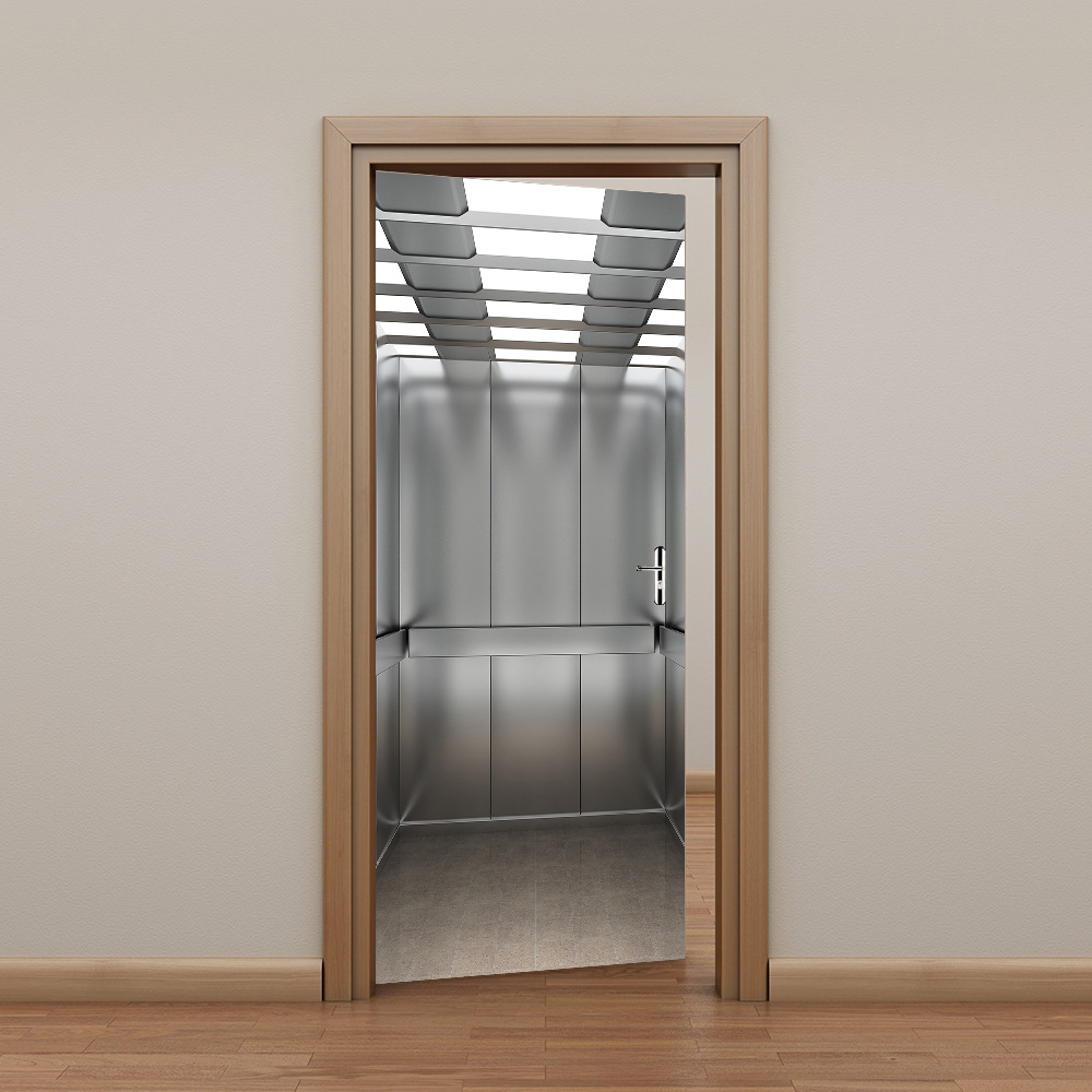 创意3d立体仿真电梯门贴客厅卧室家居装饰可移除pvc墙贴