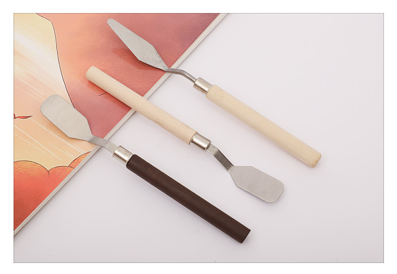 水粉颜料调色刮刀绘画调色美术工具不锈钢平头尖头油画铲刮刀套装