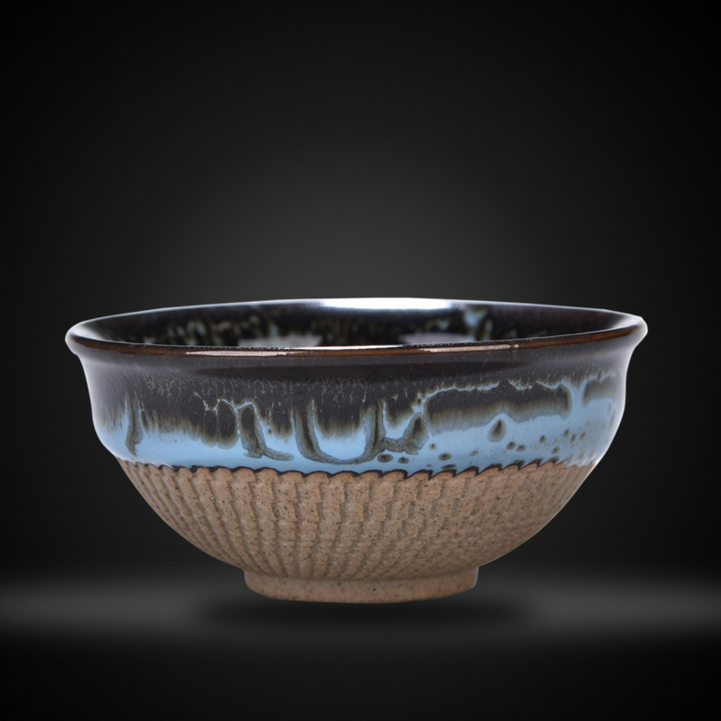 曜变七彩茶具茶杯建盏天目油滴钧瓷手工镶嵌银鱼银花品茗杯个性杯