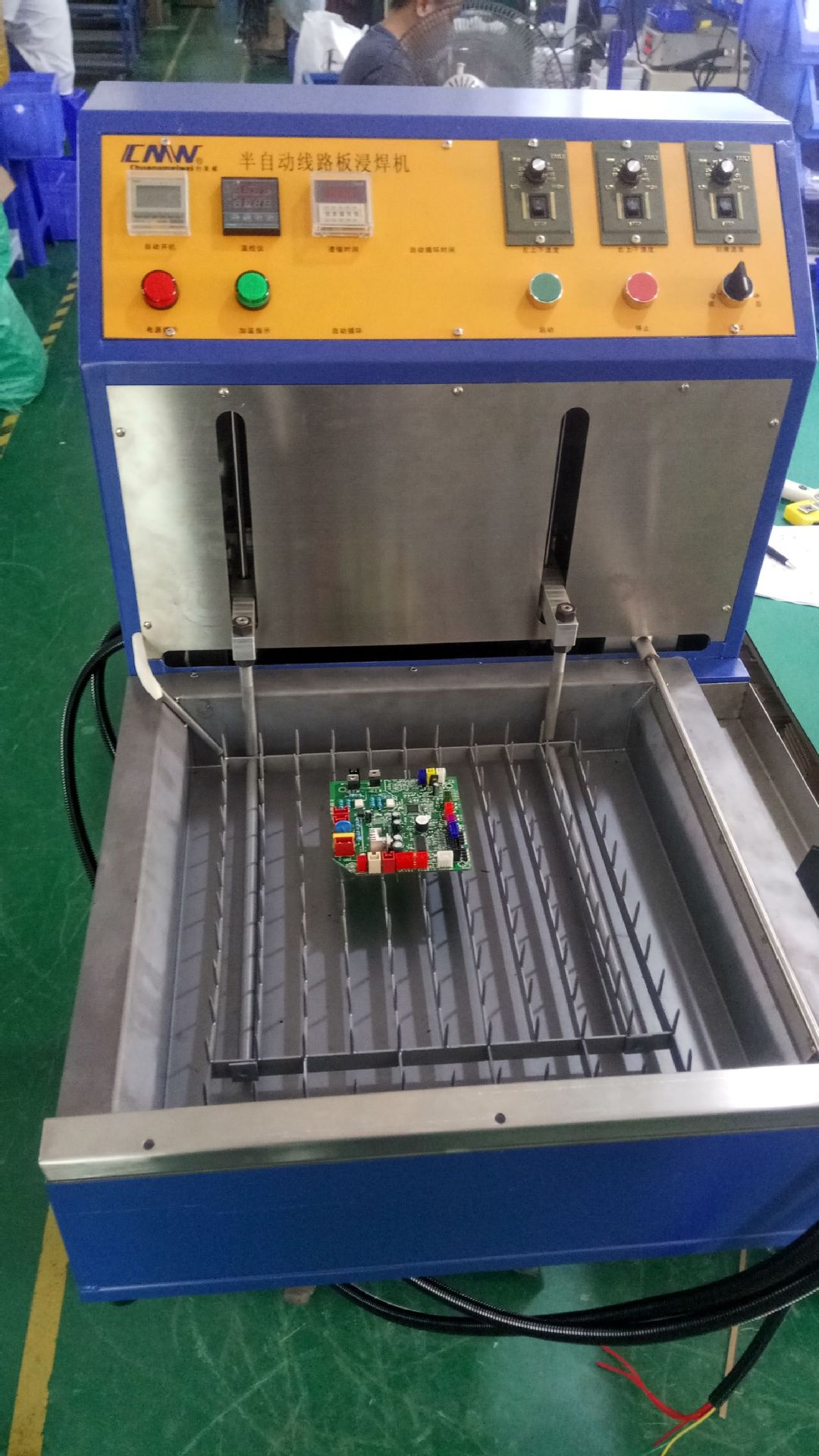 创美威半自动浸锡炉 模拟人手自动焊锡机 机械浸焊机上下针网治具
