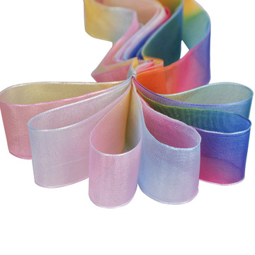 手工diy礼品包装纱带 家居服饰鞋帽配件带 彩虹雪纺半透明丝带