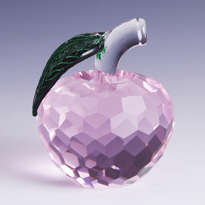 水晶苹果k9水晶刻面工艺品苹果地摊货彩色水晶苹果珐琅彩水晶摆件