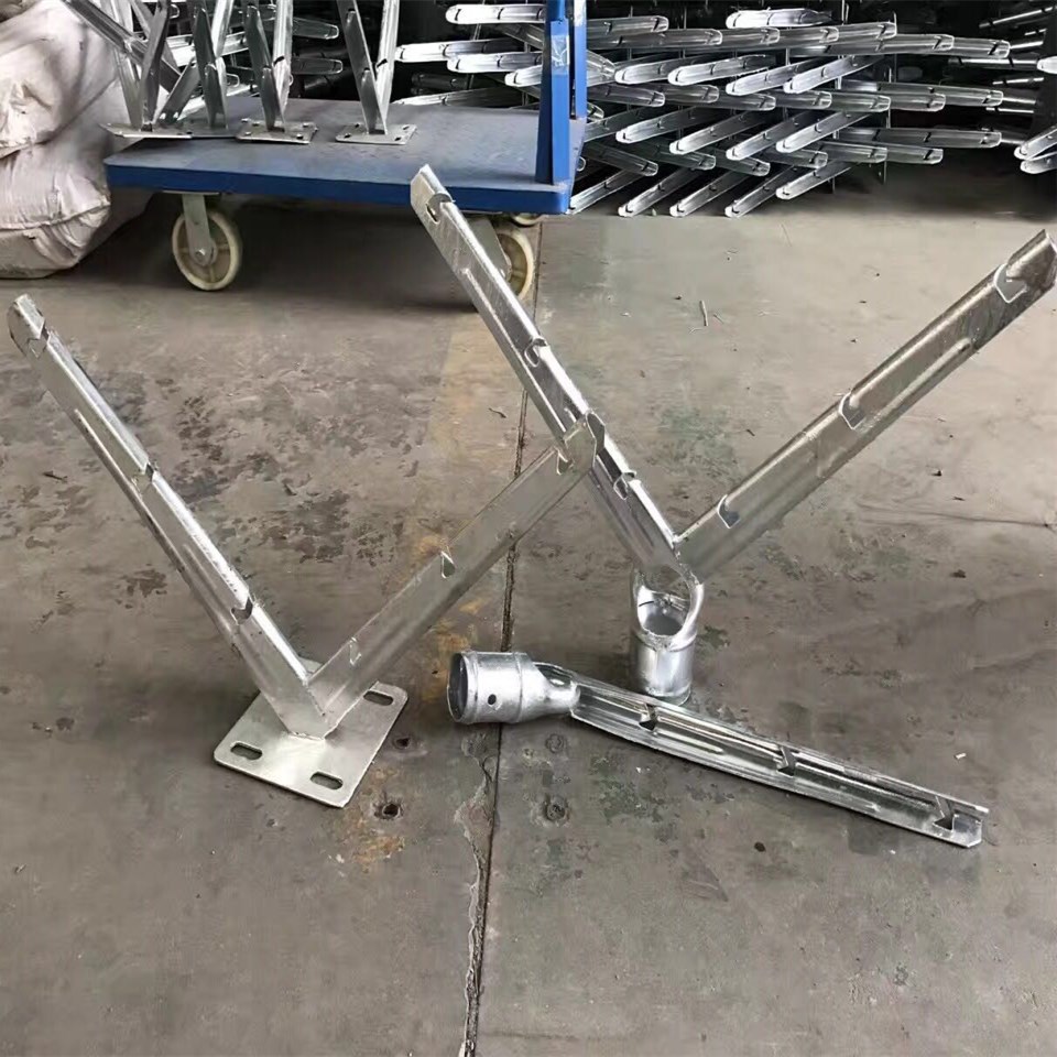 出口用刀片刺网支架刺丝固定支架栅栏单双臂刺绳支架护栏刺绳支架