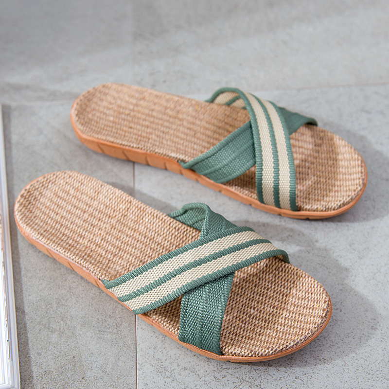亚麻拖鞋女夏季家居家用室内麻拖鞋卧室情侣地板防滑拖鞋男士夏天
