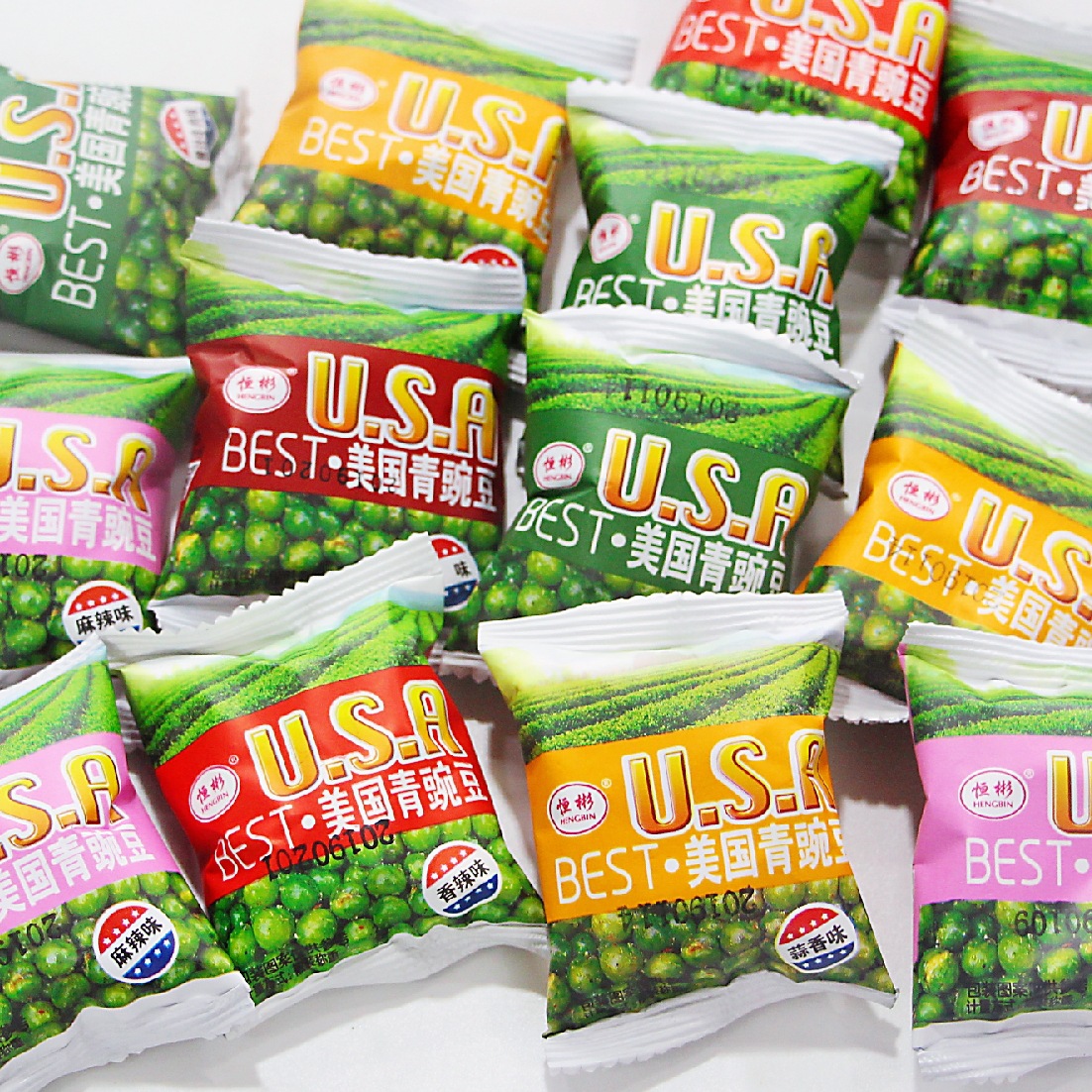 美国青豌豆青豆10斤整箱独立小包装原味零食牛肉香辣蒜香青豌豆