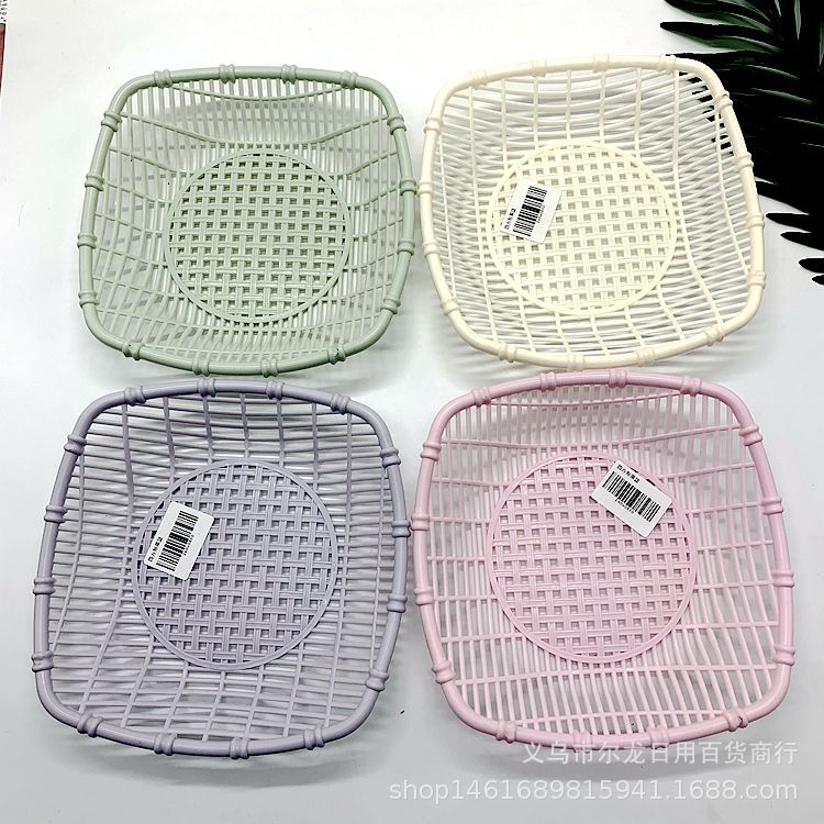 Plastic Storage Basket Imitation Wicker Storage Basket Storage Basket Home Fruit Storage Fruit Basket Two Yuan Store Hot Sale