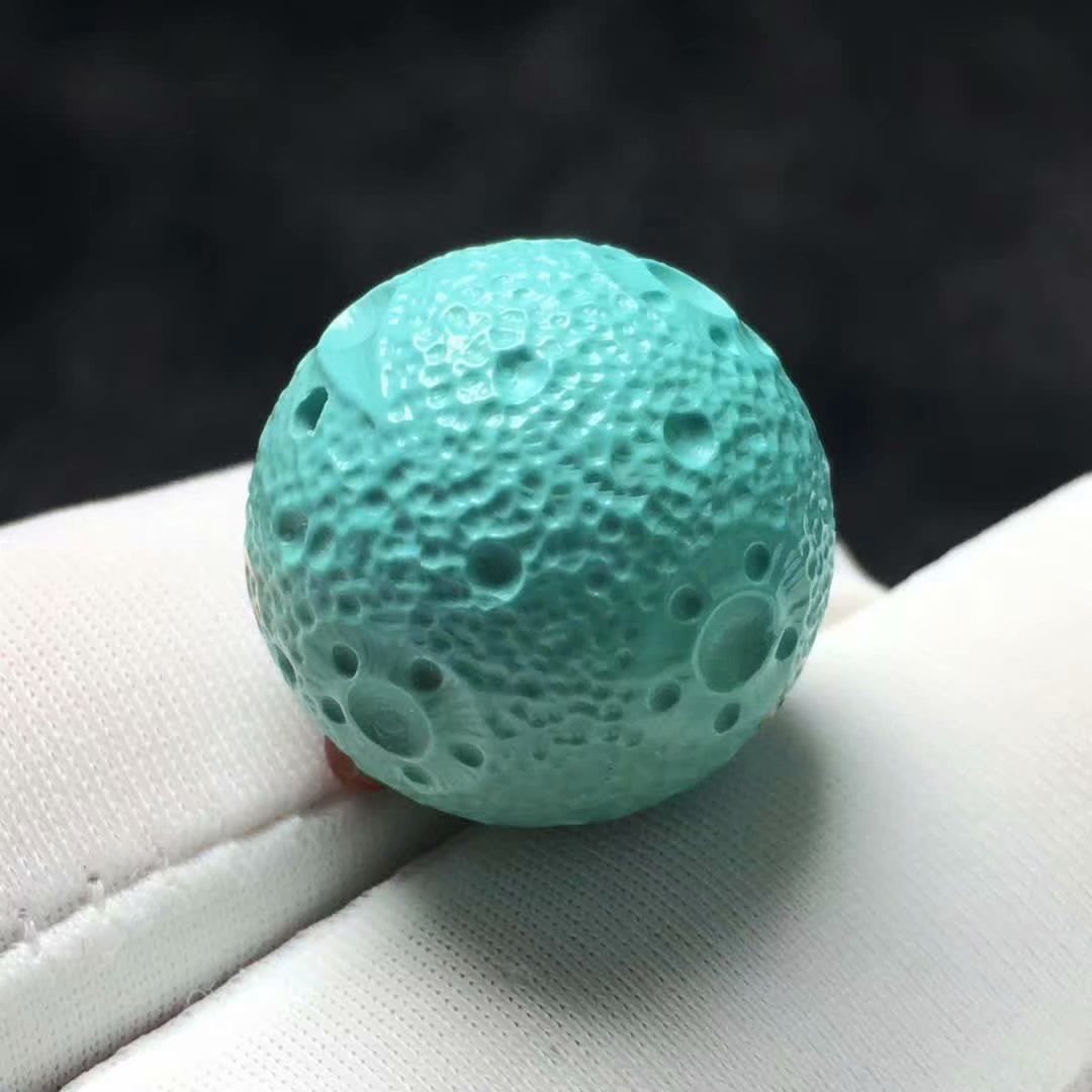 湖北十堰原矿三无高瓷秦古料绿松石挫金圆珠18.3mm diy佛珠手串配