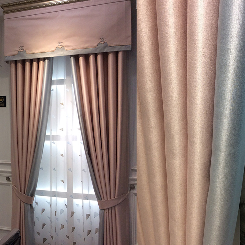 高精密真丝棉窗帘布隐竹节全遮光欧式酒店客厅轻奢风窗帘成品定制