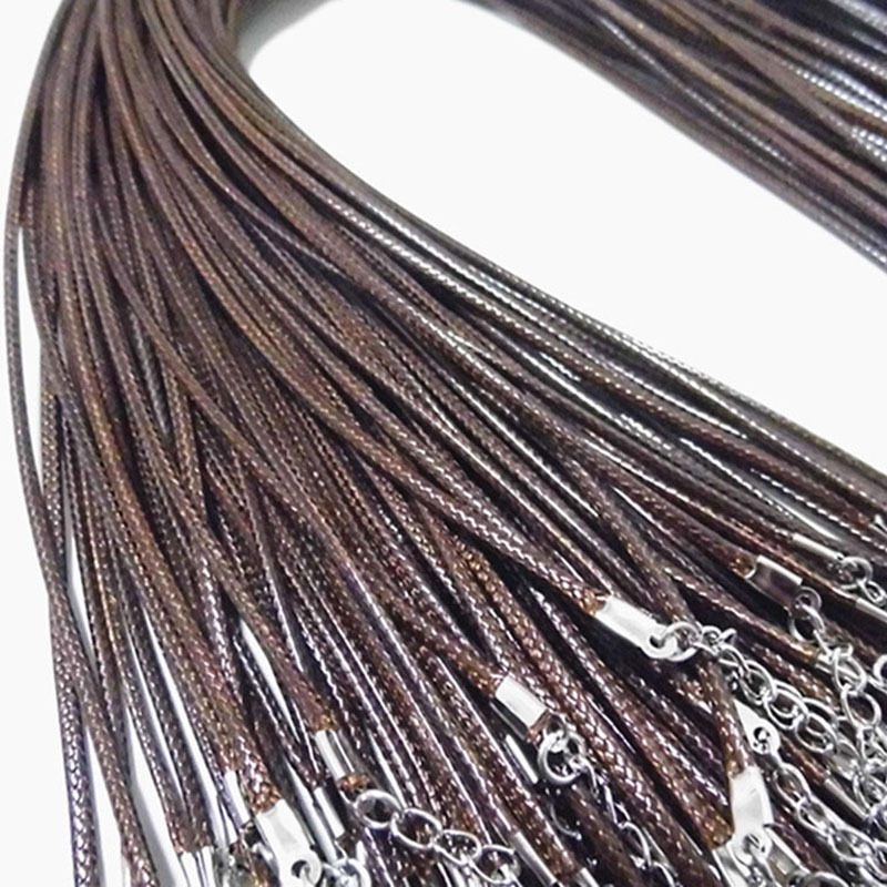 Korean Necklace 2mm Black Wax Line Leather Rope Lobster Buckle Ornament Pendant Chain Leather Rope for Necklace Leather Rope Wholesale